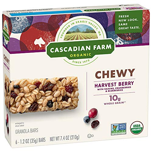 Product Cover CASCADIAN FARM ORGANIC CHEWY GRANOLA BARS HARVEST BERRY, 44.4 oz