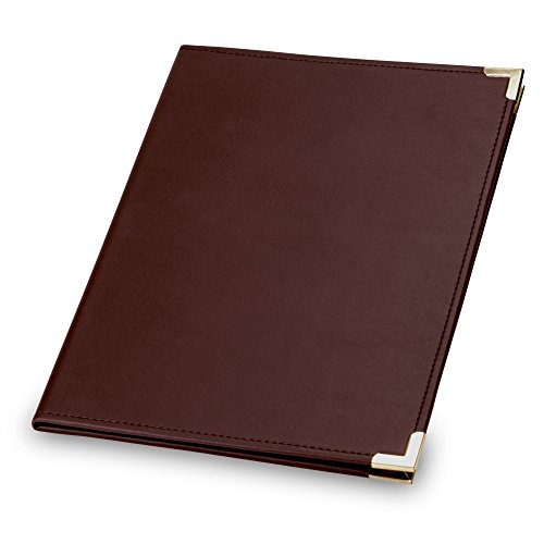 Product Cover Samsill Classic Collection Business Padfolio/Executive Portfolio, Faux Leather & Brass Corners, Resume Document Organizer, 8.5 x 11 Writing Pad, Burgundy