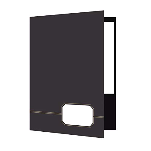 Product Cover Oxford Monogram Executive Twin Pocket Folders, Letter Size, Black with Gold Foil Trim, 4 Pack (04161EE)