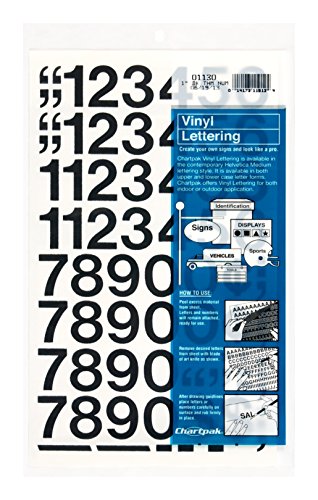 Product Cover Chartpak Self-Adhesive Vinyl Numbers, 1 Inches High, Black, 44 per Pack (01130)
