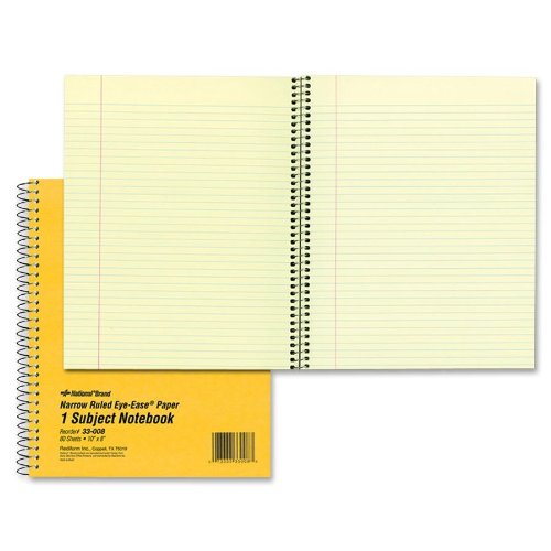 Product Cover NATIONAL Brown Board Cover Notebook, Narrow ruling, 1-Subject, Green Paper, 10 x 8 Inches, 80 Sheets (33008)