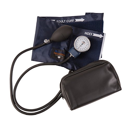 Product Cover MABIS Precision Series Aneroid Sphygmomanometer Manual Blood Pressure Monitor with Calibrated Blue Nylon Cuff and Carrying Case, Cuff Size 11 to 16.4 inches, Adult