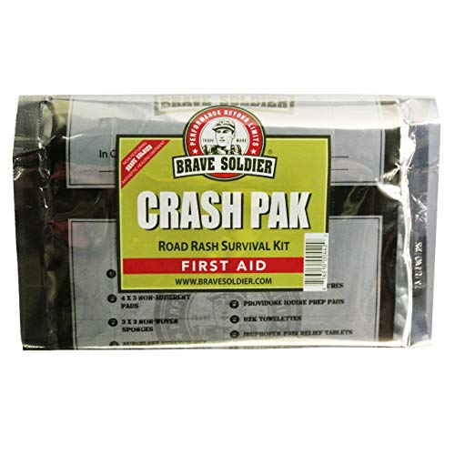 Product Cover Brave Soldier Crash Pak First Aid Kit - Antiseptic Healing Ointment, Bandages, Pain Relief - Road Rash Survival Pack, Emergency Kit for Outdoor Cycling, Mountain Biking, Camping, Hiking, Travel