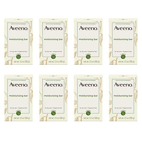 Product Cover Aveeno Gentle Moisturizing Bar Facial Cleanser with Nourishing Oat for Dry Skin, Fragrance-free, Dye-Free, & Soap-Free, 3.5 oz  pack of 8
