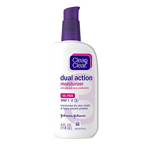 Product Cover Clean & Clear Essentials Dual Action Facial Moisturizer with Salicylic Acid Acne Medication to Treat Acne and Prevent Pimples, Oil Free Face Moisturizer Cream for Acne-Prone Skin, 4 oz (Pack of 3)