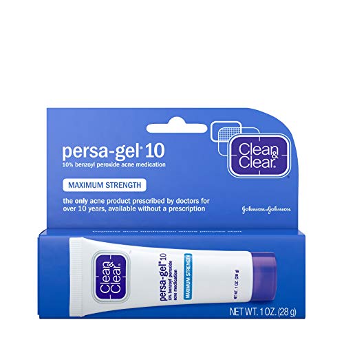 Product Cover Clean & Clear Persa-Gel 10 Acne Medication Spot Treatment with Maximum Strength 10% Benzoyl Peroxide, Pimple Cream & Acne Gel Medicine for Face Acne with Benzoyl Peroxide Medication, 1 oz (pack of 4)