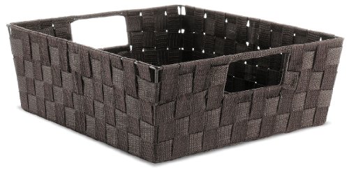 Product Cover Whitmor Espresso Woven Strap Shelf Storage Tote Basket