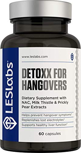 Product Cover LES Labs DeToxx for Hangovers, Natural Supplement for Liver Support & Electrolyte Replenishment, 60 Capsules