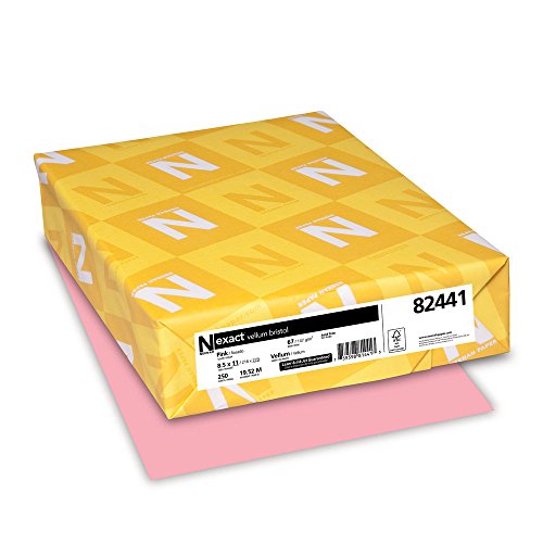 Product Cover Wausau Vellum Bristol Cardstock, 67 lb, 8.5 x 11 Inches, Pastel Pink, 250 Sheets (82441)