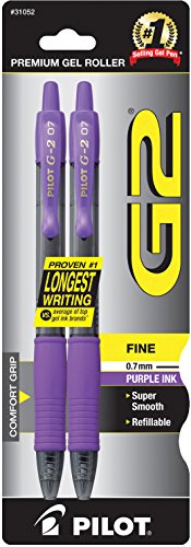 Product Cover PILOT G2 Premium Refillable & Retractable Rolling Ball Gel Pens, Fine Point, Purple Ink, 2-Pack (31052)