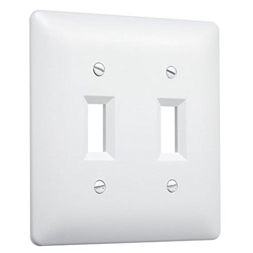 Product Cover TayMac 4400W Paintable Double Toggle Light Switch Wall Plate Cover, White, 2-Gang
