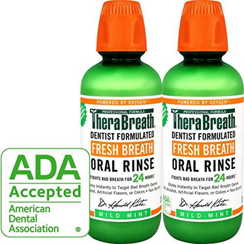 Product Cover TheraBreath Fresh Breath Oral Rinse, Mild Mint, 16 Ounce Bottle (Pack of 2)