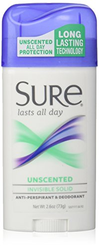 Product Cover Sure Invisible Solid Anti-Perspirant and Deodorant, Unscented, 2.6-Ounces (Pack of 6)