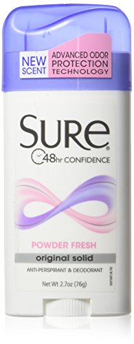Product Cover Sure Original Solid Anti Perspirant and Deodorant, Powder Scent, 2.7-Ounces (Pack of 6)