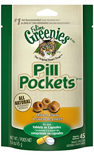 Product Cover FELINE GREENIES PILL POCKETS Natural Cat Treats Chicken Flavor, 1.6 oz. Pack (45 Treats)