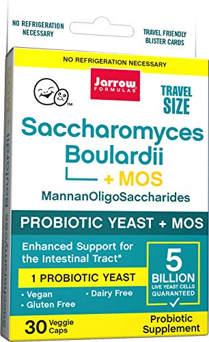 Product Cover Jarrow Formulas Saccharomyces Boulardii and MOS, Enhanced Intestinal Tract Support, 5 Billion Cells Per Capsule, 30 Vegetarian Capsules