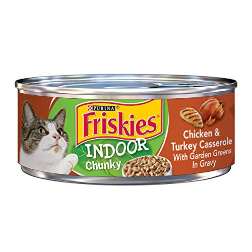 Product Cover Purina Friskies Indoor Gravy Wet Cat Food, Indoor Chunky Chicken & Turkey Casserole In Gravy - (24) 5.5 oz. Cans