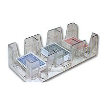 Product Cover 9 Deck Plastic Revolving Playing Card Tray with 3 Slots - Clear