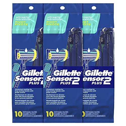 Product Cover Gillette Sensor2 Plus Men's Disposable Razor, Pivot, 10 count (Pack of 3), Mens Disposable Razor / Blades (Packaging May Vary)