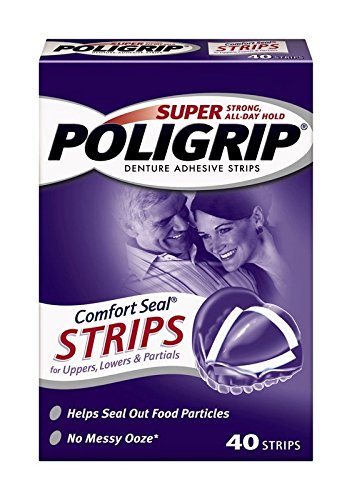 Product Cover Super Poligrip Comfort Seal Denture Adhesive Strips, 40 Count(Pack of 4)
