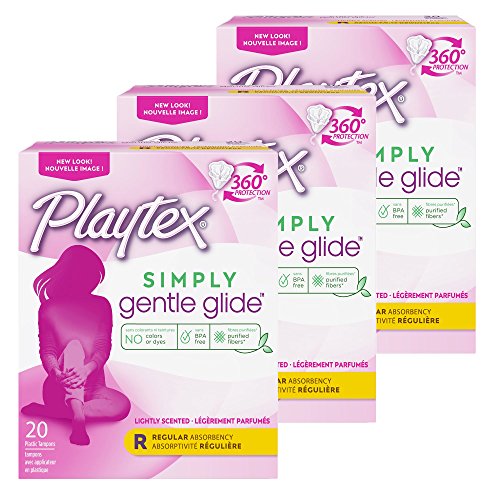 Product Cover Playtex Gentle Glide Tampons, Fresh Scent Regular Absorbency, 20 Count (Pack of 3)