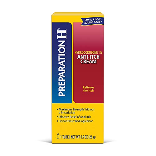 Product Cover Preparation H Anti-Itch Hemorrhoid Treatment Cream with Hydrocortisone 1%, Maximum Strength Relief, Tube (0.9 Ounce, 1 Tube per Box), Pack of 3