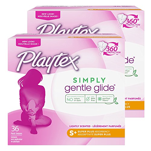 Product Cover Playtex Gentle Glide Tampons with Triple Layer Protection, Super Plus, Fresh Scent - 36 Count (Pack of 2)