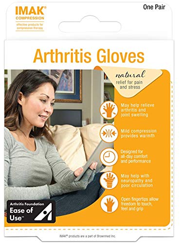 Product Cover IMAK Compression Arthritis Gloves- Premium Arthritic Joint Pain Relief Hand Gloves for Rheumatoid & Osteoarthritis - Ease of Use Seal from Arthritis Foundation,Medium