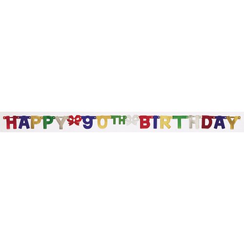 Product Cover Creative Converting Party Decoration Jointed Banner, Happy 90th Birthday, 6-Feet