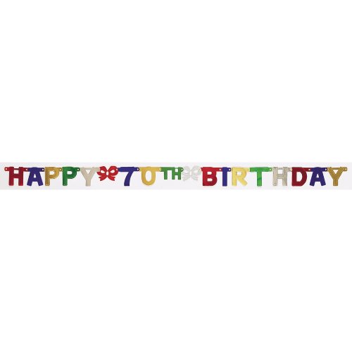 Product Cover Creative Converting Party Decoration Jointed Banner, Happy 70th Birthday, 6.5-Feet