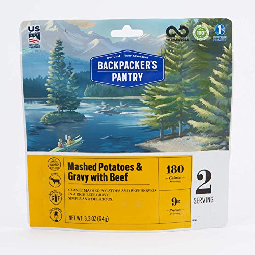Product Cover Backpacker's Pantry Mashed Potatoes with Gravy & Beef, 2 Servings Per Pouch, Freeze Dried Food, 9 Grams of Protein, Gluten Free