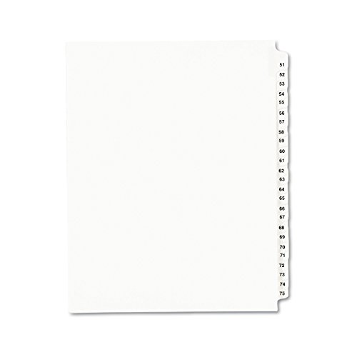 Product Cover Avery Legal Dividers, Standard Collated Sets, Letter Size, Side Tabs, 51-75 (01332), White
