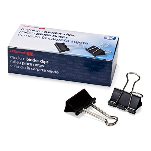 Product Cover Officemate Medium Binder Clips, Black, 12 Boxes of 1 Dozen Each (144 Total) (99050)
