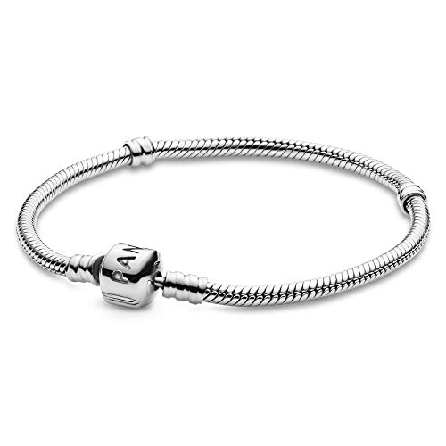 Product Cover Pandora Jewelry - Moments Snake Chain Charm Bracelet for Women in Sterling Silver with Clear Cubic Zirconia, 7.1 IN / 18 CM