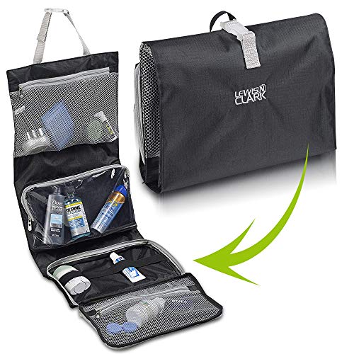 Product Cover Lewis N. Clark Hanging Toiletry Bag for Travel Accessories, Shampoo, Cosmetics + Personal Items with Waterproof Compartment and Folding Design