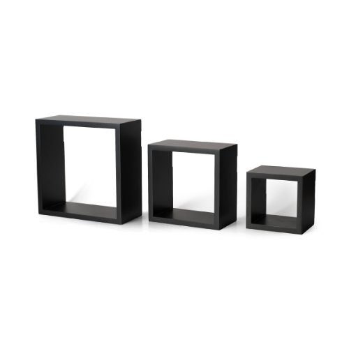 Product Cover MELANNCO Floating Wall Mount Square Cube Shelves, Set of 3, Black