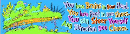 Product Cover Eureka Dr. Seuss 'Oh the Places You'll Go' Colorful Back to School Motivational Banner Classroom Decoration, 12'' x 45 ''