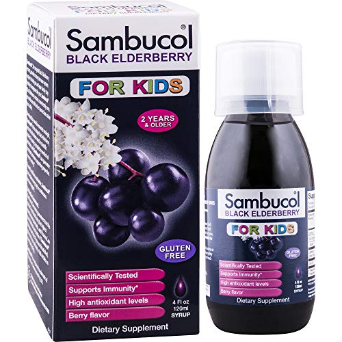 Product Cover Sambucol Black Elderberry for Kids, 4 Ounce Bottle, High Antioxidant Black Elderberry Extract Syrup for Immune Support, Children's Formula