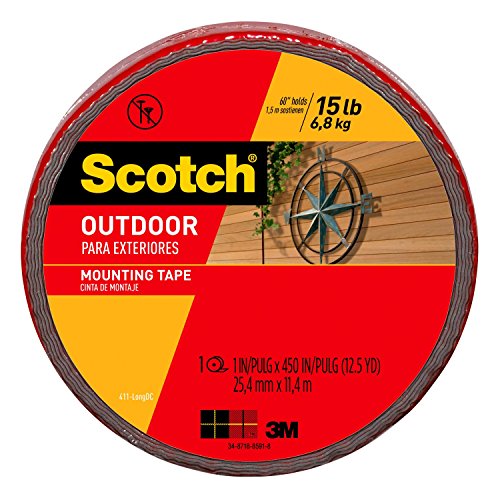 Product Cover 3M Scotch Outdoor Mounting Tape, 1-inch x 450-inches, Gray, 1-Roll (411-LONG) - 411-LONG/DC