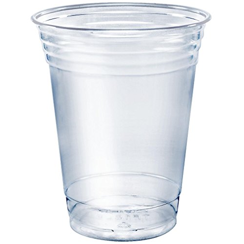 Product Cover Stack Man Clear Disposable Plastic-Cups 16 oz. [100 Pack] Ultra PET Cold Drinks, Perfect Use for Party, Beer, Smoothies, Premium Quality