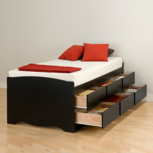Product Cover Prepac Tall Twin Sonoma Platform Storage Bed with 6 Drawers, Black