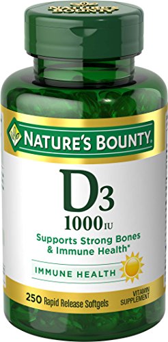 Product Cover Nature's Bounty Vitamin D3 Pills and Supplement, Supports Bone Health and Immune System, 1000iu, 250 Count