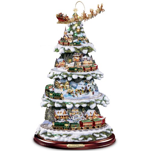 Product Cover The Bradford Exchange Thomas Kinkade Animated Tabletop Christmas Tree with Train: Wonderland Express
