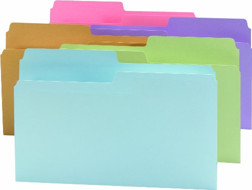 Product Cover Smead SuperTab File Folder, Oversized 1/2-Cut Tab, Legal Size, Assorted Colors, 100 per Box (15906)