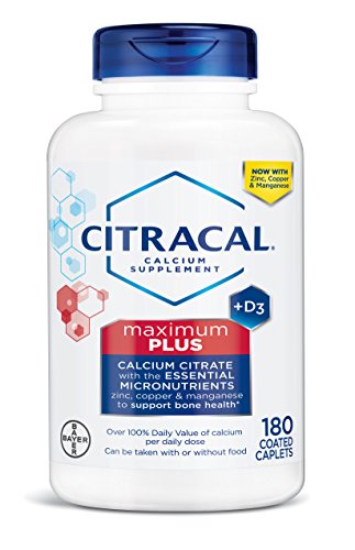 Product Cover Citracal Maximum, Highly Soluble, Easily Digested, 650 mg Calcium Citrate with 500 IU Vitamin D3, Bone Health Supplement for Adults, Caplets, 180 Count