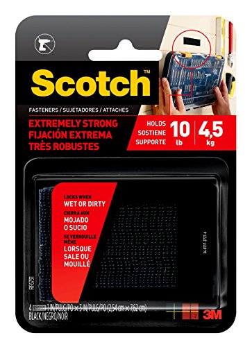 Product Cover Scotch Extremely Strong Fasteners 1 in x 3 in Black (4 per pack) holds up to 10 pounds