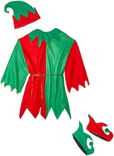 Product Cover Fun World Costumes Men's Adult Promotional Elf Set. Hat Tunic Shoes, Red/Green, One Size