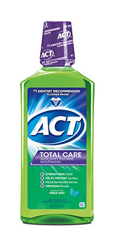Product Cover ACT Total Care Anticavity Fluoride Mouthwash Fresh Mint, 33.8 Fl Oz Bottle (Pack of 3)