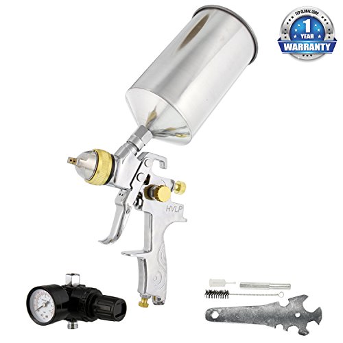 Product Cover TCP Global® Brand Professional 1.3mm HVLP Spray Gun-gravity Feed-auto Paint Basecoat Clearcoat with Air Regulator (G6600-13)
