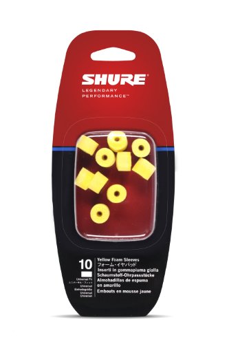 Product Cover Shure EAYLF1-10 Foam Sleeves (10 Included/5 Pair) for SCL3, SCL4, SCL5, E3c, E4c, E5c, E500 & SE Earphones (Yellow)